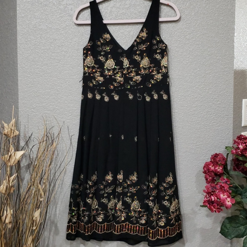 Coldwater creek sequined chifon lined dress #12019 - Picture 2 of 8